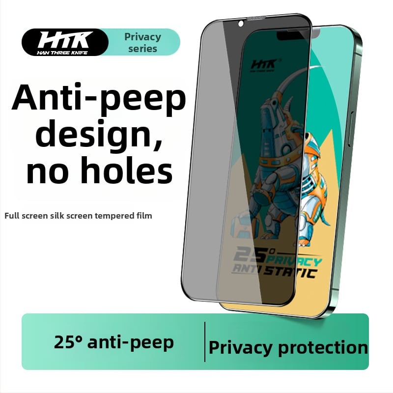 iPhone elülső tempered glass kijelzővédő, Anti-Peep, Anti-Drop, Full HD