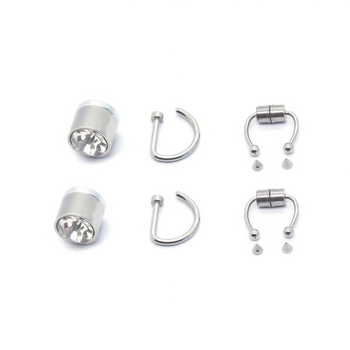 Неръждаема стомана магнитна носна щипка, D-образен носен пирон, перфорирана носна халка, магнитна ушна щипка – 18-частен комплект бижута за ръчна изработка, унисекс, електроплатинг