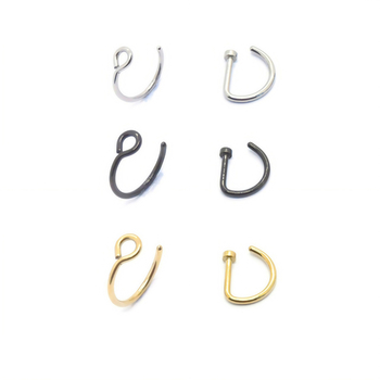Неръждаема стомана магнитна носна щипка, D-образен носен пирон, перфорирана носна халка, магнитна ушна щипка – 18-частен комплект бижута за ръчна изработка, унисекс, електроплатинг