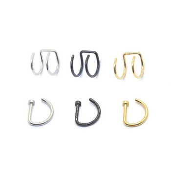 Неръждаема стомана магнитна носна щипка, D-образен носен пирон, перфорирана носна халка, магнитна ушна щипка – 18-частен комплект бижута за ръчна изработка, унисекс, електроплатинг