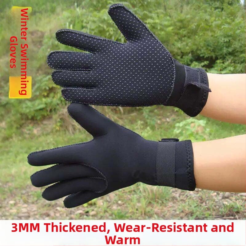 3 mm rudens–žiemos plaukimo, nardymo ir snorkeliavimo pirštinės – neslidžios, šiltos, apsauga nuo šalčio, kempinės medžiaga