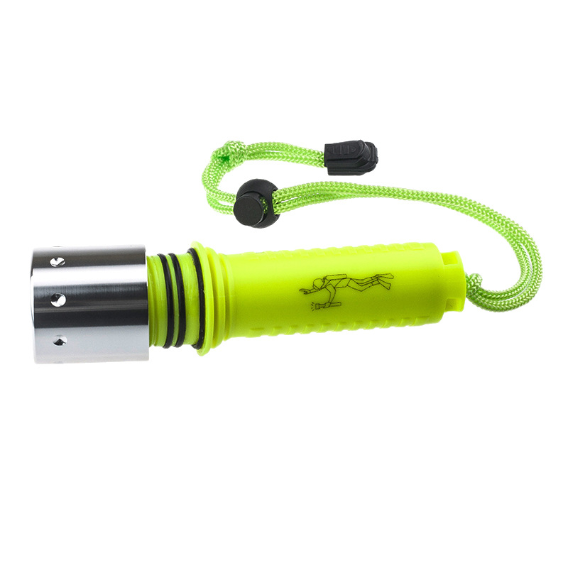 Podvodná LED baterka na potápanie, ABS telo, 10W LED, 2400 mAh batéria, ručné nabíjanie, dosah 200-500 m