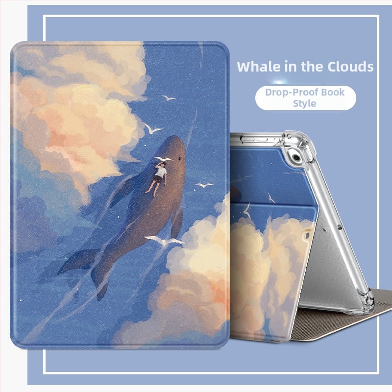 Калъф за iPad за Air 6/5 и iPad 9/10 поколение, имитационна кожа, релефна повърхност, поддръжка на спящ режим, възможност за персонализация