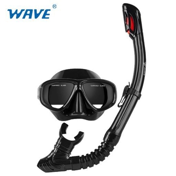 WAVE σετ κατάδυσης με τρία μέρη: μάσκα με tempered γυαλί, σωληνάριο από σιλικόνη και πτερύγια