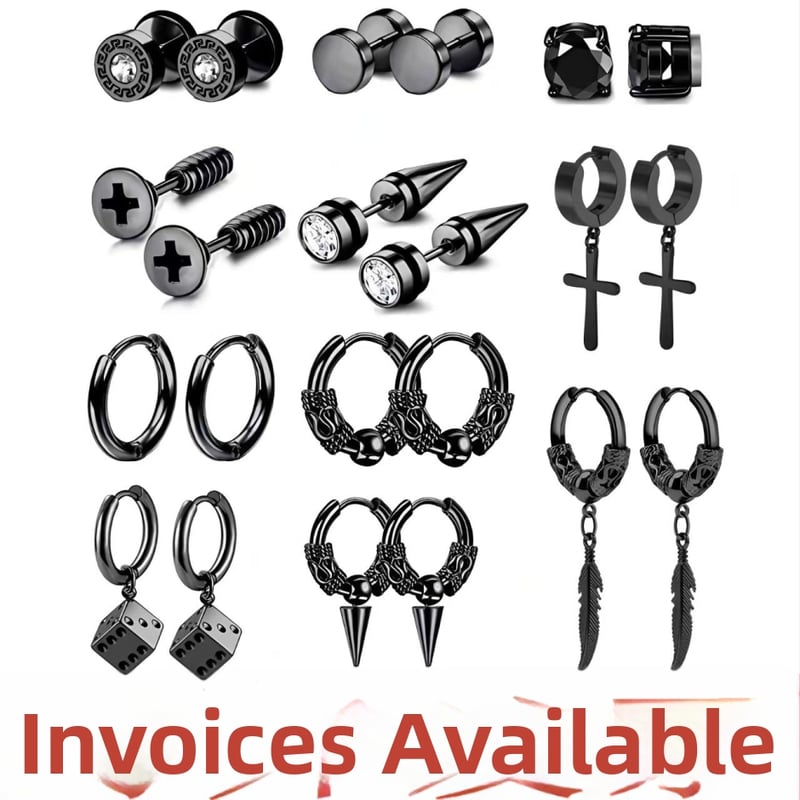 Комплект обеци – Кръстоподобни геометрични халки, неръждаема стомана, електроплатиране, унисекс (Марка: Yousheng Jewelry)