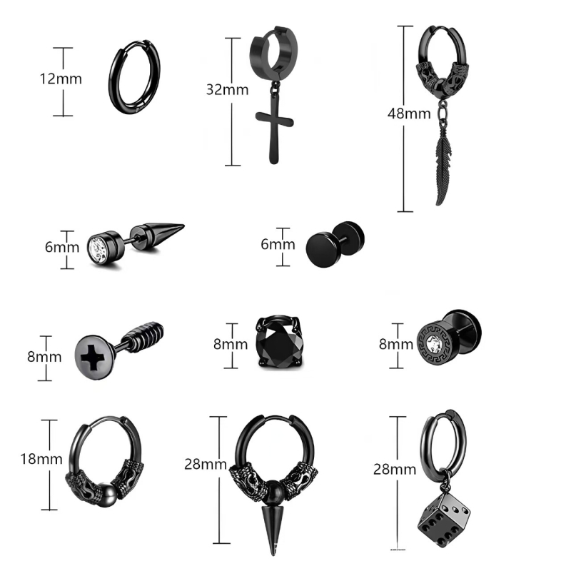 Комплект обеци – Кръстоподобни геометрични халки, неръждаема стомана, електроплатиране, унисекс (Марка: Yousheng Jewelry)