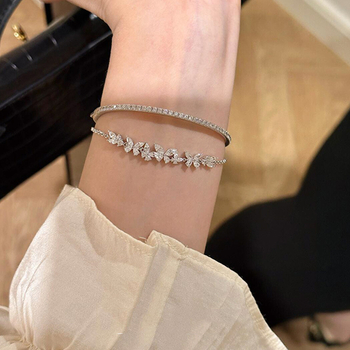 Гривна с пеперудени циркони, медна, електроплатирана, дамски луксозен стил, дизайн животни/зодиаци