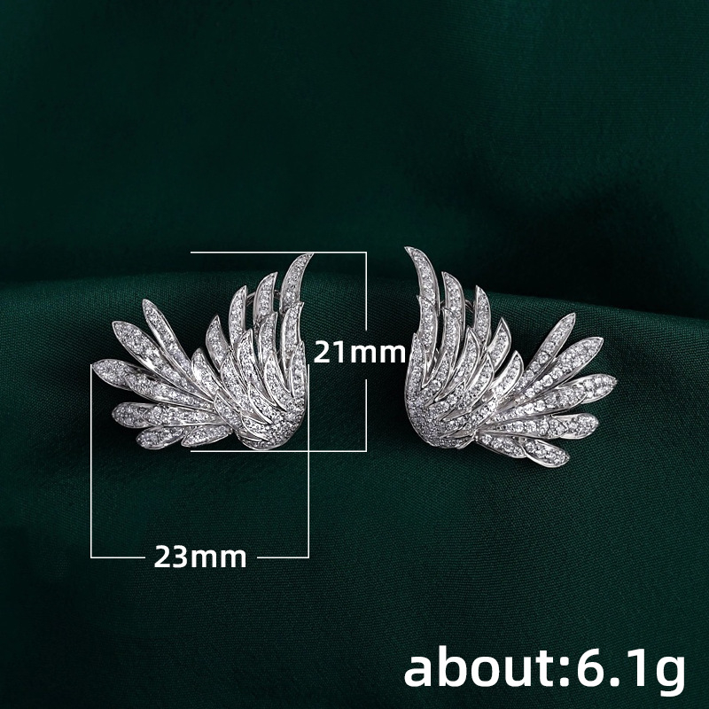 Обeци с ангелски криле, 3D геометричен дизайн, мед (Бранд: Cao Shi · Материал: Мед · Модел: E1728 · Категория: Обеци · Стил: Геометрия)