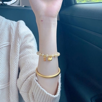 Браслет с рутилиран кварц, ретро стил, медна сплав, без странични камъни, лято 2025