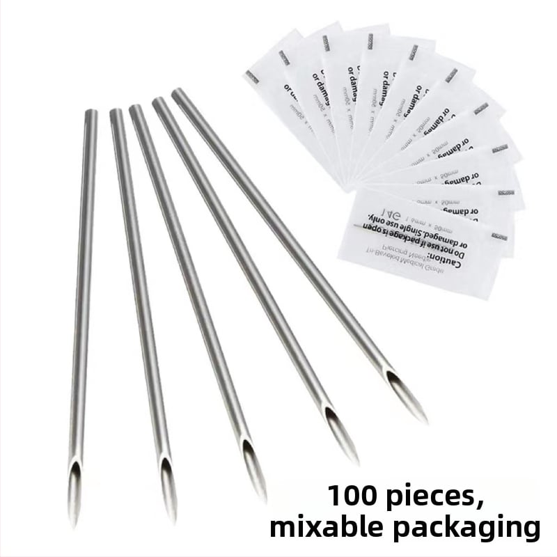 Αποστειρωμένες μιας χρήσης βελόνες από ανοξείδωτο ατσάλι για εργαλεία κοσμημάτων τατουάζ, ατομικά συσκευασμένες σε σακουλάκια αποστείρωσης, σετ πολλαπλών μοντέλων, λεία επιφάνεια