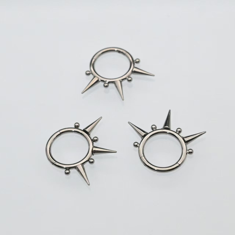 Геометрична носна халка от титанова сплав, електроплакиране, унисекс стил, чистота 136