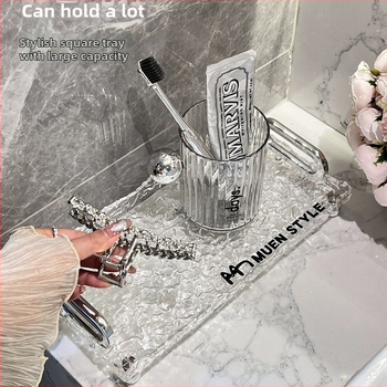 Kör alakú műanyag teás tálca pohár- és tál tartóval, modern minimalista stílus