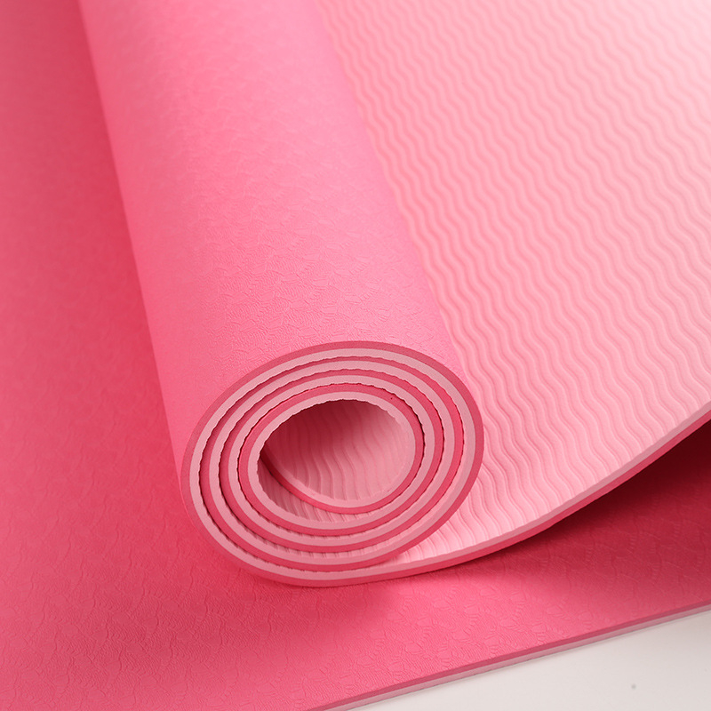 Covoraș de yoga din TPE, cu două fețe antiderapante, fără miros, 6–8 mm, 600–800 g, pentru alergare și fitness