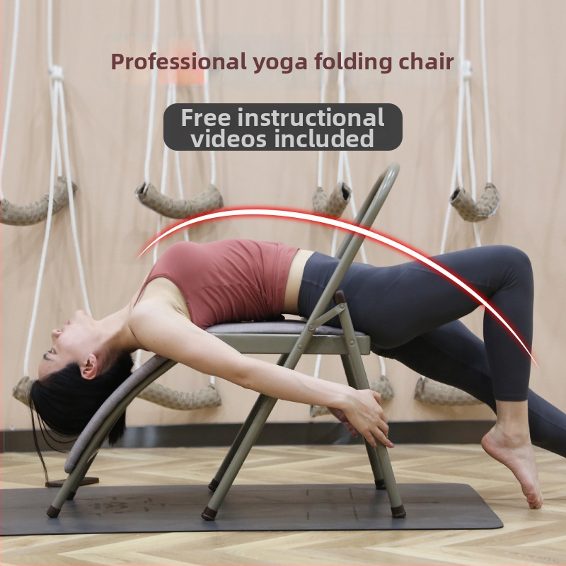 Scaun Iyengar pentru yoga – pliabil, îngroșat, cu suport lombar pentru întinderi și fitness