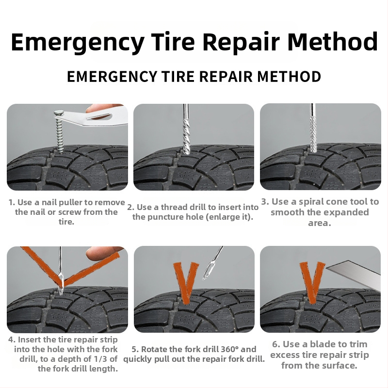 BY-1622 riepu remontēšanas komplekts, metāla kastē ar PVC iepakojumu, 33 vai 58 gabalu komplekts, piemērots automobiļiem, motocikliem un elektrotransportam