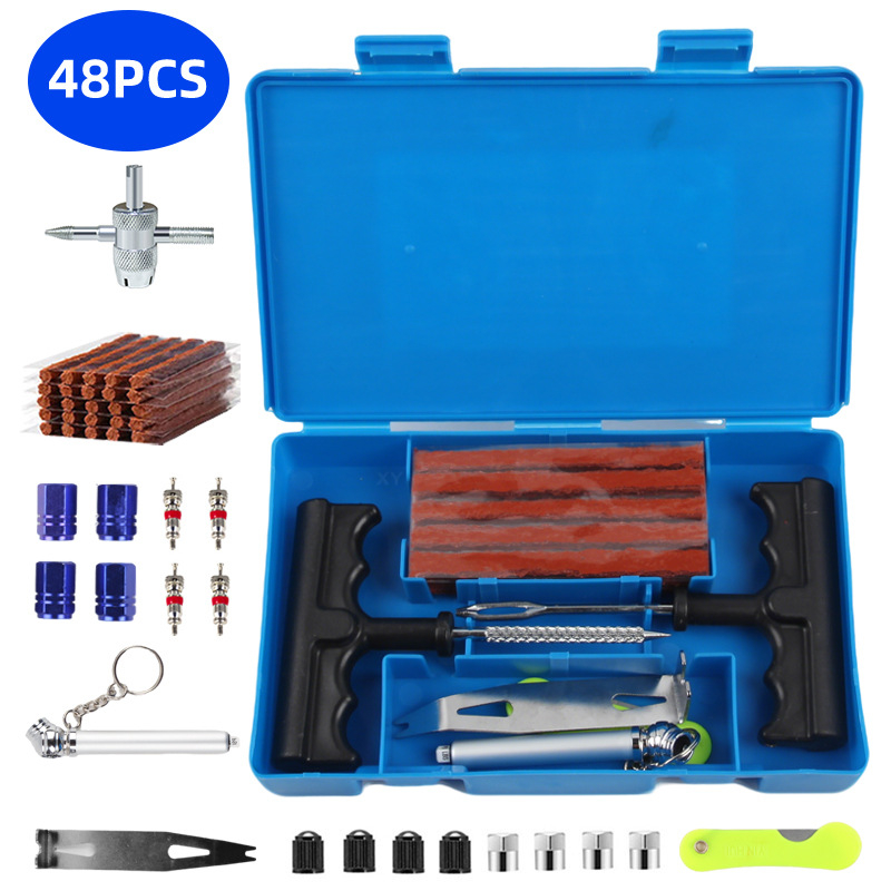 BY-1622 riepu remontēšanas komplekts, metāla kastē ar PVC iepakojumu, 33 vai 58 gabalu komplekts, piemērots automobiļiem, motocikliem un elektrotransportam