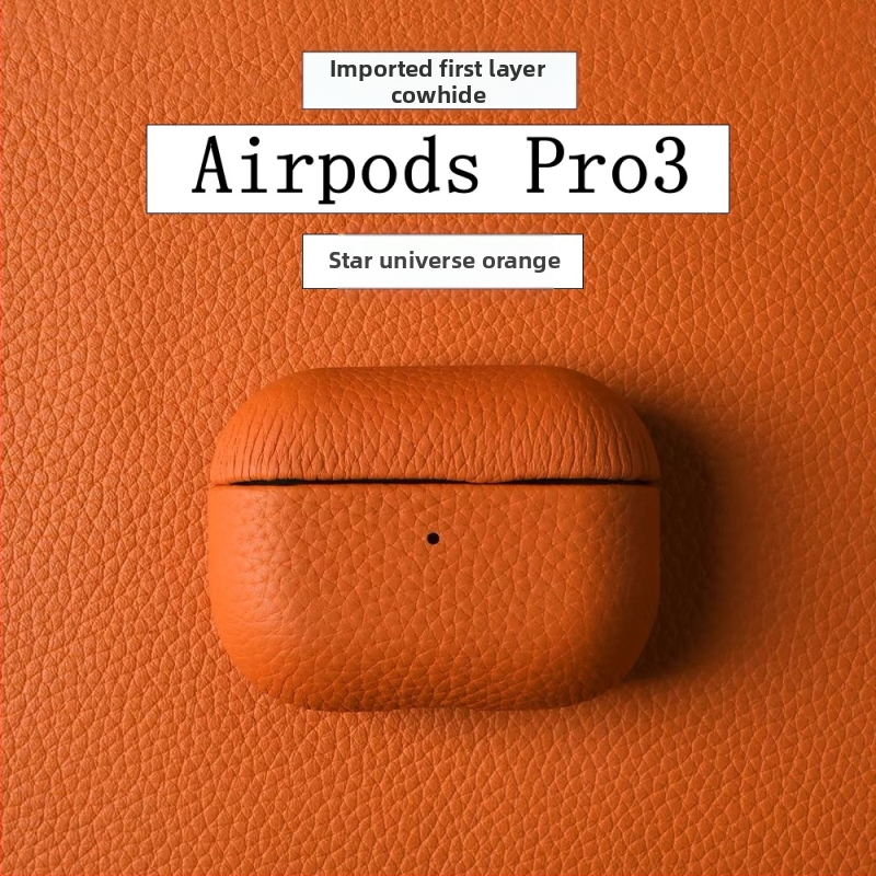 Θήκη από γνήσιο δέρμα με υφή lychee για AirPods Pro 3 και AirPods 4, χειροποίητη