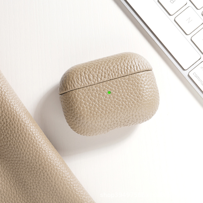 Θήκη από γνήσιο δέρμα με υφή lychee για AirPods Pro 3 και AirPods 4, χειροποίητη
