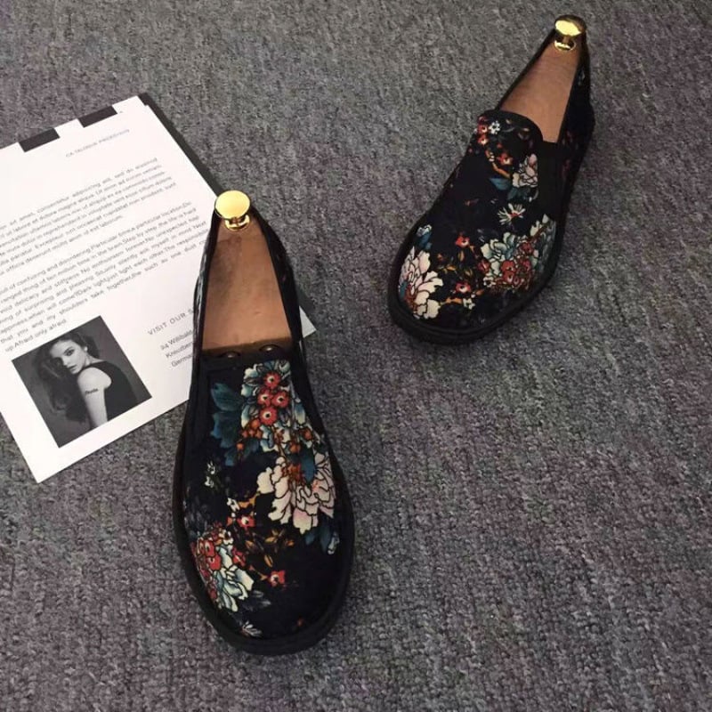 Kasdieniai drobiniai bateliai su kaukolės raštu, apvali nosis, medvilninis viršus, TPR pada, žemas kulnas 1–3 cm