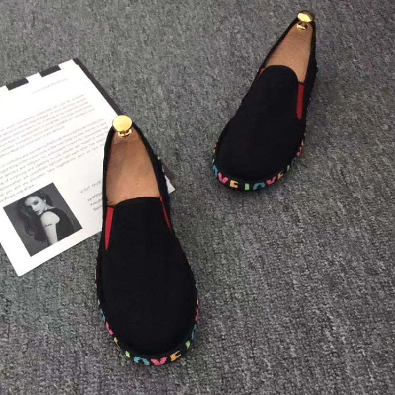 Kasdieniai drobiniai bateliai su kaukolės raštu, apvali nosis, medvilninis viršus, TPR pada, žemas kulnas 1–3 cm