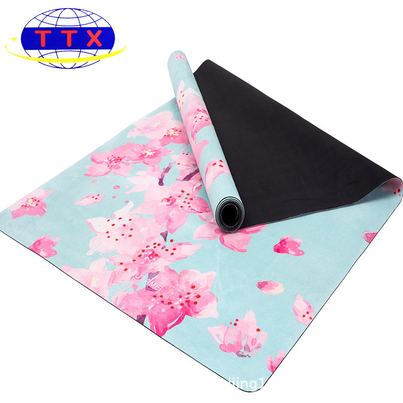 Joga podloga od prirodne gume PU, upija znoj, dišeća, protuklizna suede površina, extra velika 1830×680 mm