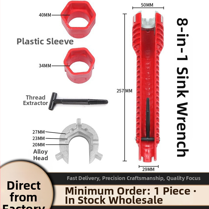 Kľúč na potrubie do kúpeľne, plast + hliníková zliatina, galvanizovaný povrch, hmotnosť 280 g