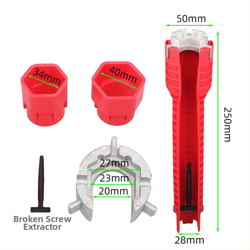 Kľúč na potrubie do kúpeľne, plast + hliníková zliatina, galvanizovaný povrch, hmotnosť 280 g