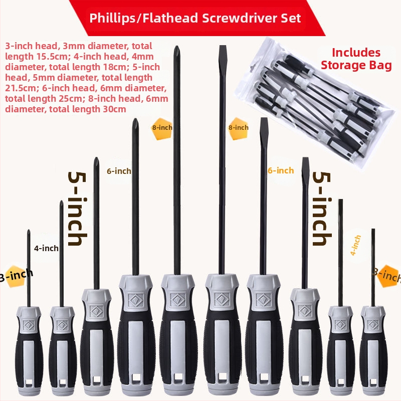 Сет отвертки с плосък и кръстовиден връх за разглобяване на PC, пластмасова дръжка