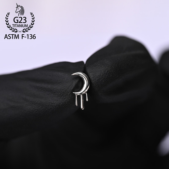 Овеци от титановата сплав F136, лунна форма, с диаманти, оригинален дизайн