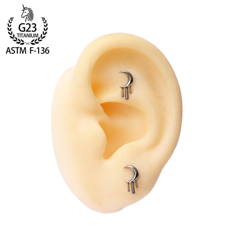 Овеци от титановата сплав F136, лунна форма, с диаманти, оригинален дизайн