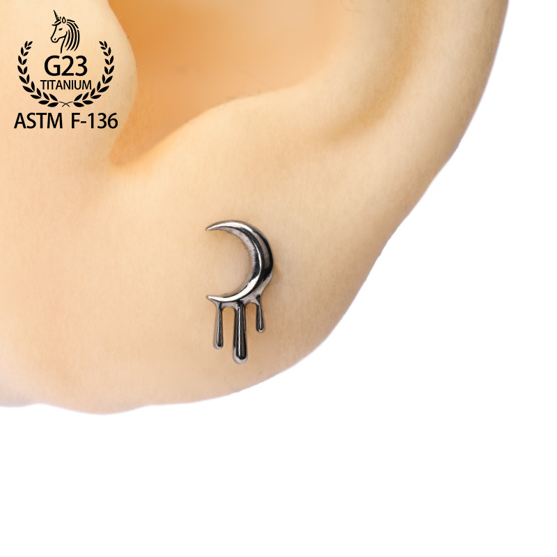 Овеци от титановата сплав F136, лунна форма, с диаманти, оригинален дизайн