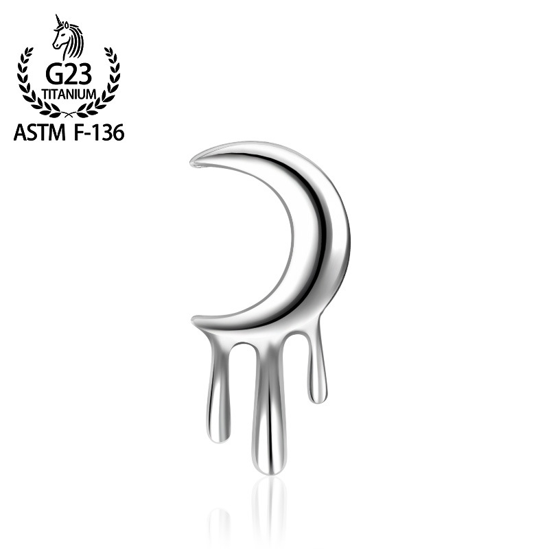 Овеци от титановата сплав F136, лунна форма, с диаманти, оригинален дизайн