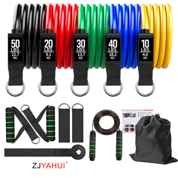 Set fitness užadi i otpornih traka s D kopčom, 11 komada, TPE materijal, duljina 1,2 m