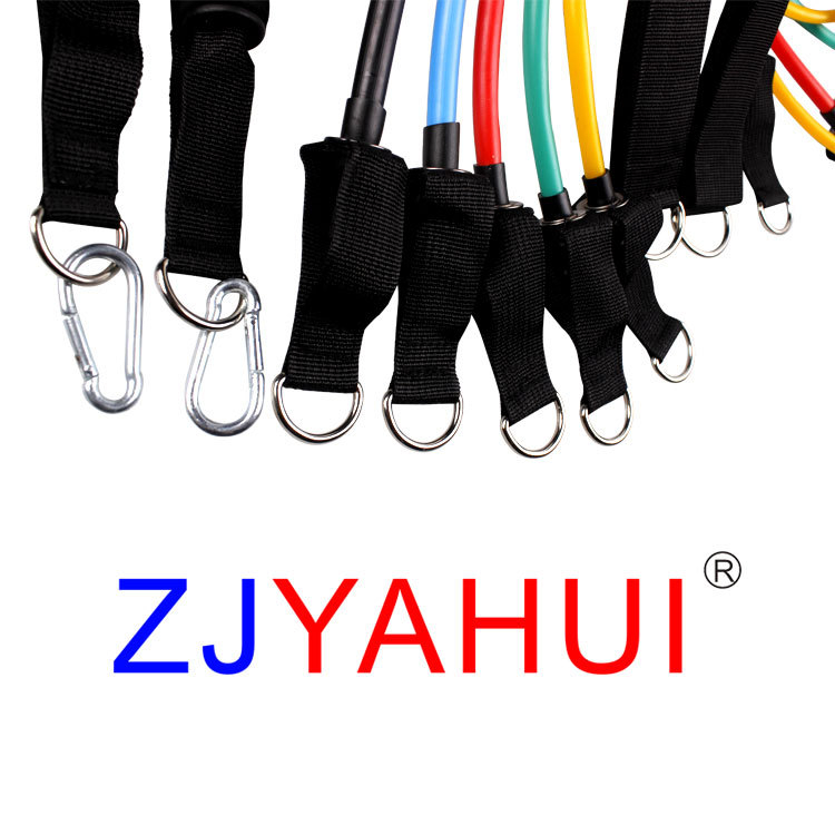 Set fitness užadi i otpornih traka s D kopčom, 11 komada, TPE materijal, duljina 1,2 m