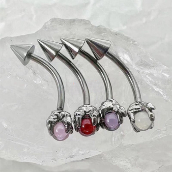 Tövises piercing ékszer, uniszex, titán acél, cirkón és opál díszítéssel (anyag: titán acél; kezelés: elektroplatolás; stílus: uniszex; sorozat: divatos; testreszabás: elérhető)