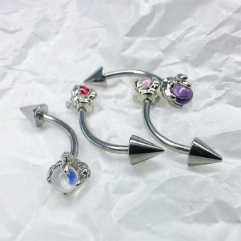 Tövises piercing ékszer, uniszex, titán acél, cirkón és opál díszítéssel (anyag: titán acél; kezelés: elektroplatolás; stílus: uniszex; sorozat: divatos; testreszabás: elérhető)