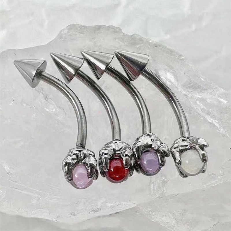 Tövises piercing ékszer, uniszex, titán acél, cirkón és opál díszítéssel (anyag: titán acél; kezelés: elektroplatolás; stílus: uniszex; sorozat: divatos; testreszabás: elérhető)