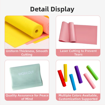 Ekologiškai draugiška latekso fitneso atsparumo juosta – daugiafunkcinė juosta jogai ir tempimui, su pritaikytomis specifikacijomis