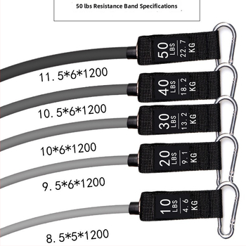 11 dalių TPE įtampų rinkinys su atsparumo lynu 100-150 lb