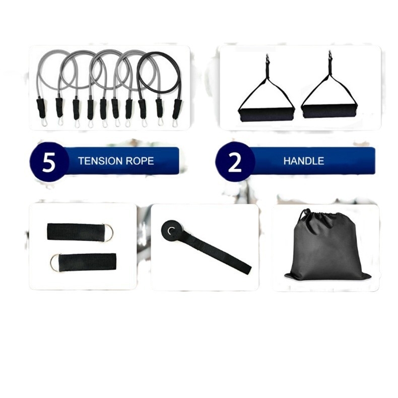 11 dalių TPE įtampų rinkinys su atsparumo lynu 100-150 lb