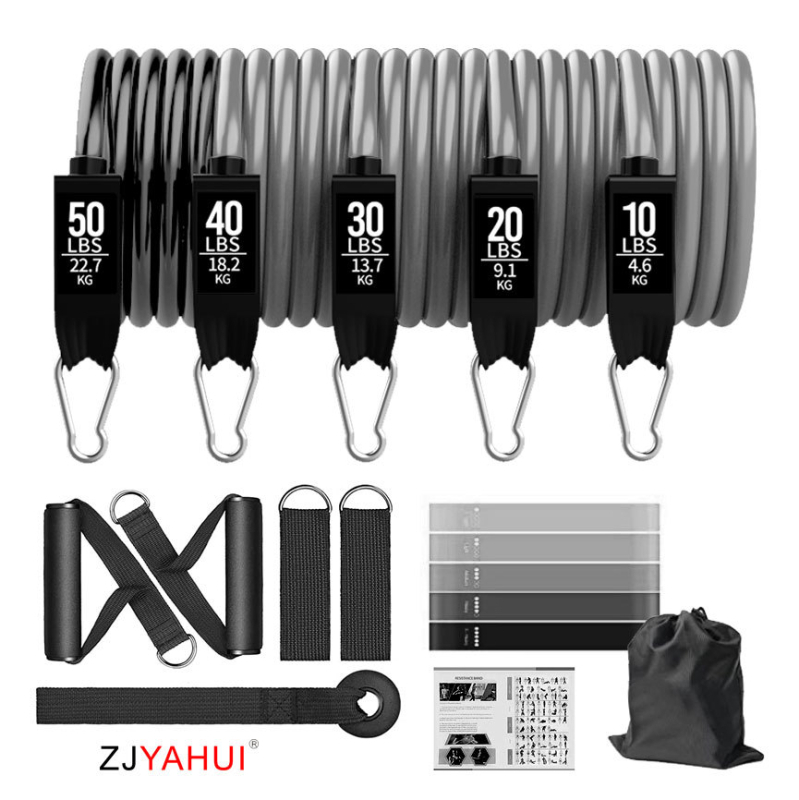 11 dalių TPE įtampų rinkinys su atsparumo lynu 100-150 lb