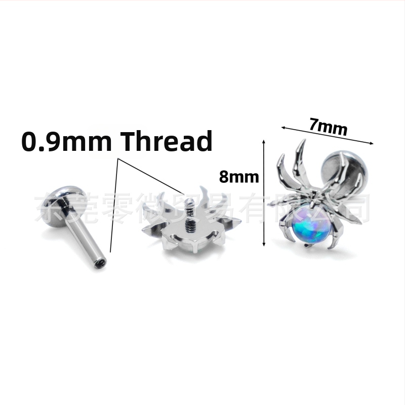 О Edel? Обеци от анодизирана F136 титиева сплав с диамантна обработка, форма: паяк, стил: тъмен вятър, унисекс