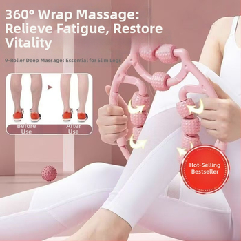 Deviņriteņu kāju masieris – apakšstilba rullis, putu rullis un adatu rullis muskuļu atslābināšanai; Svars: 245 g; Iepakojums: vienreizējais iepakojums; Izcelsme: Yiwu