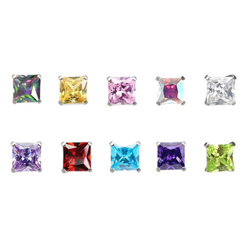 Бижута за пиърсинг, квадратни 5A циркони, циркон-инкрустирано, титиева сплав ASTM F136