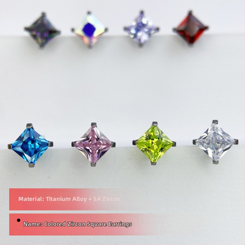 Piercing šperky, štvorcový 5A zirkón, zirkón vložený, titanová zliatina ASTM F136
