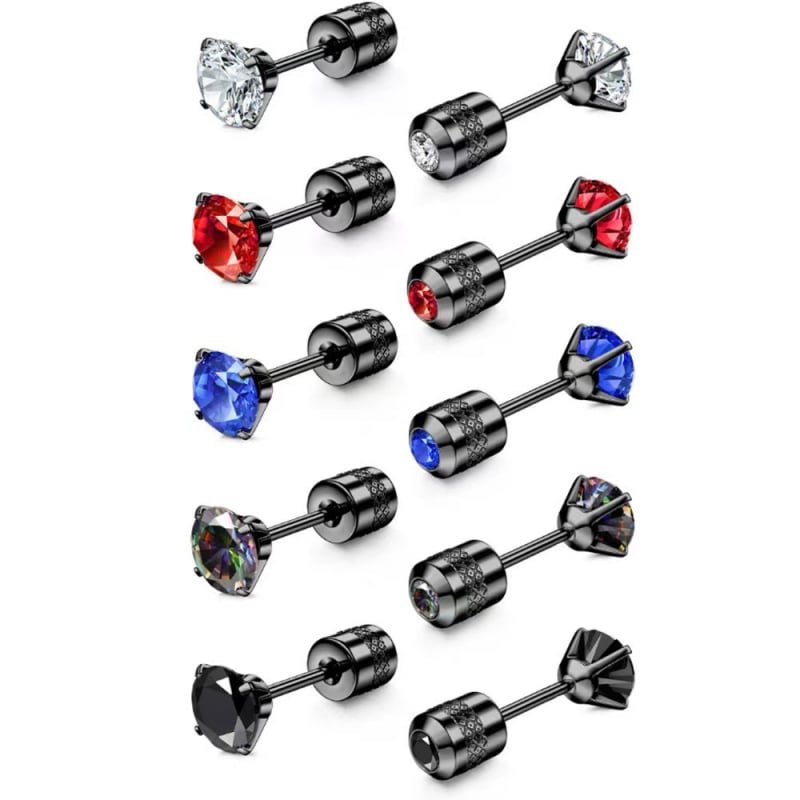 Σκουλαρίκια από ανοξείδωτο ατσάλι 316L με κρύσταλλους ζιρκόν, unisex, ηλεκτροπλατινόμενα, μοντέλο SD-1200X