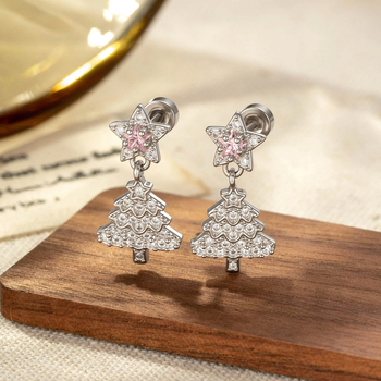 Ušný kosťový necht – Päťuholníková hviezda, vianočný prívesok, skrutkové uchytenie, kov