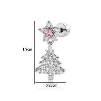 Ušný kosťový necht – Päťuholníková hviezda, vianočný prívesok, skrutkové uchytenie, kov