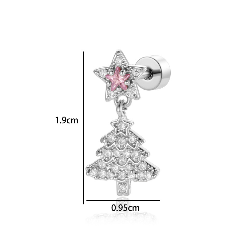 Ušný kosťový necht – Päťuholníková hviezda, vianočný prívesok, skrutkové uchytenie, kov