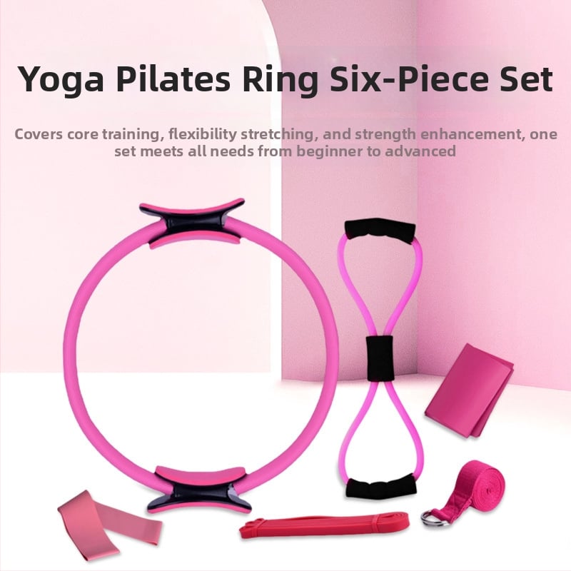 Комплект от шест йога пръстени за пилатес – съпротивителни пръстени за фитнес и оформяне на тялото